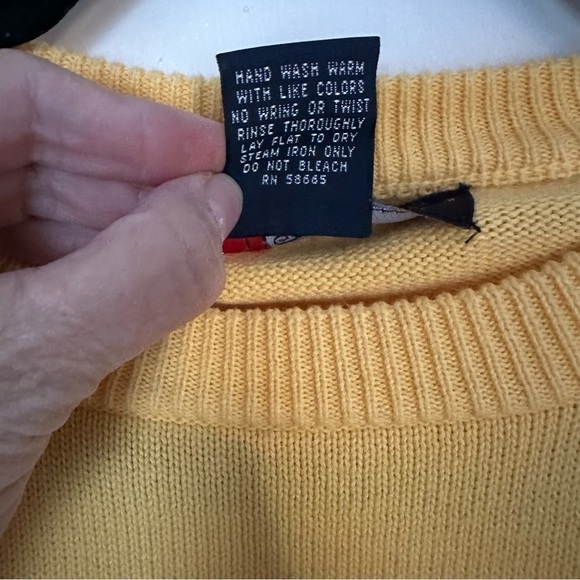 Faconnable Crew Neck 100% Cotton Pull Over Knit Yellow Sweater Logo Size XL - Picture 7 of 10